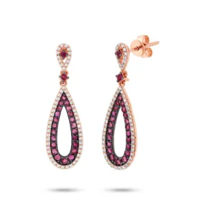 0.34ct Diamond & 0.92ct Ruby 14k Rose Gold Earring