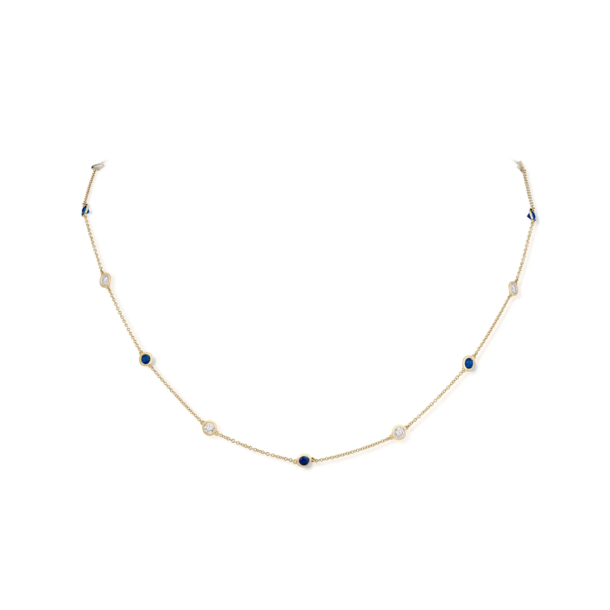 1.26 Carat Sapphire and Diamond Station Necklace