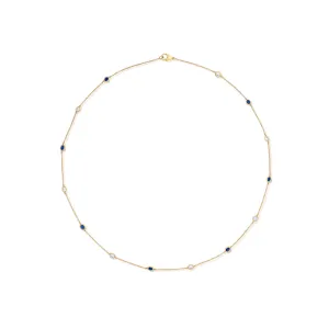 1.26 Carat Sapphire and Diamond Station Necklace