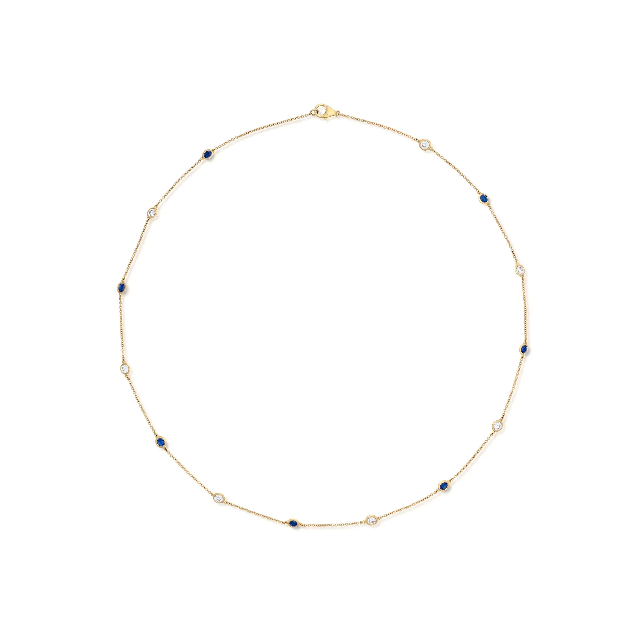 1.26 Carat Sapphire and Diamond Station Necklace