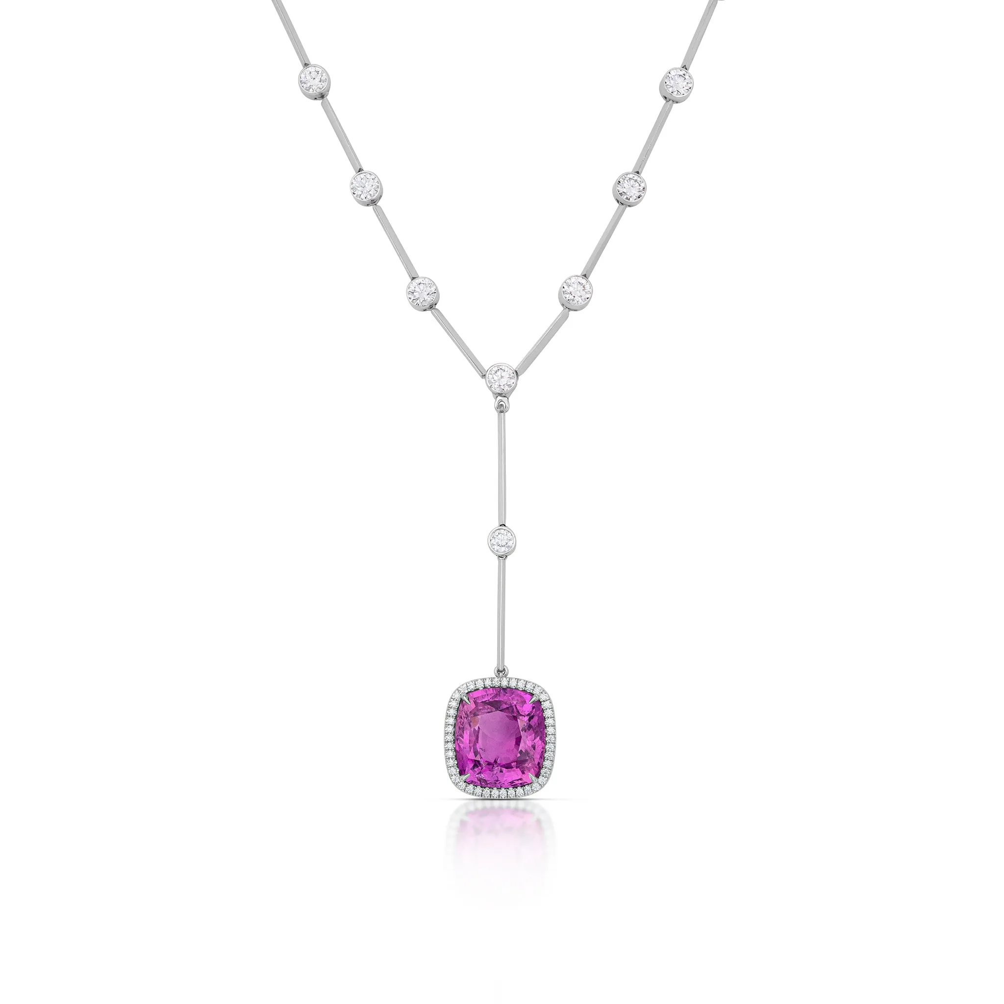 13.35 Carat Pink Sapphire and Diamond Necklace