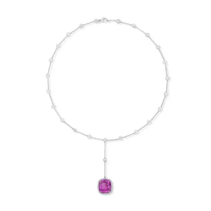 13.35 Carat Pink Sapphire and Diamond Necklace