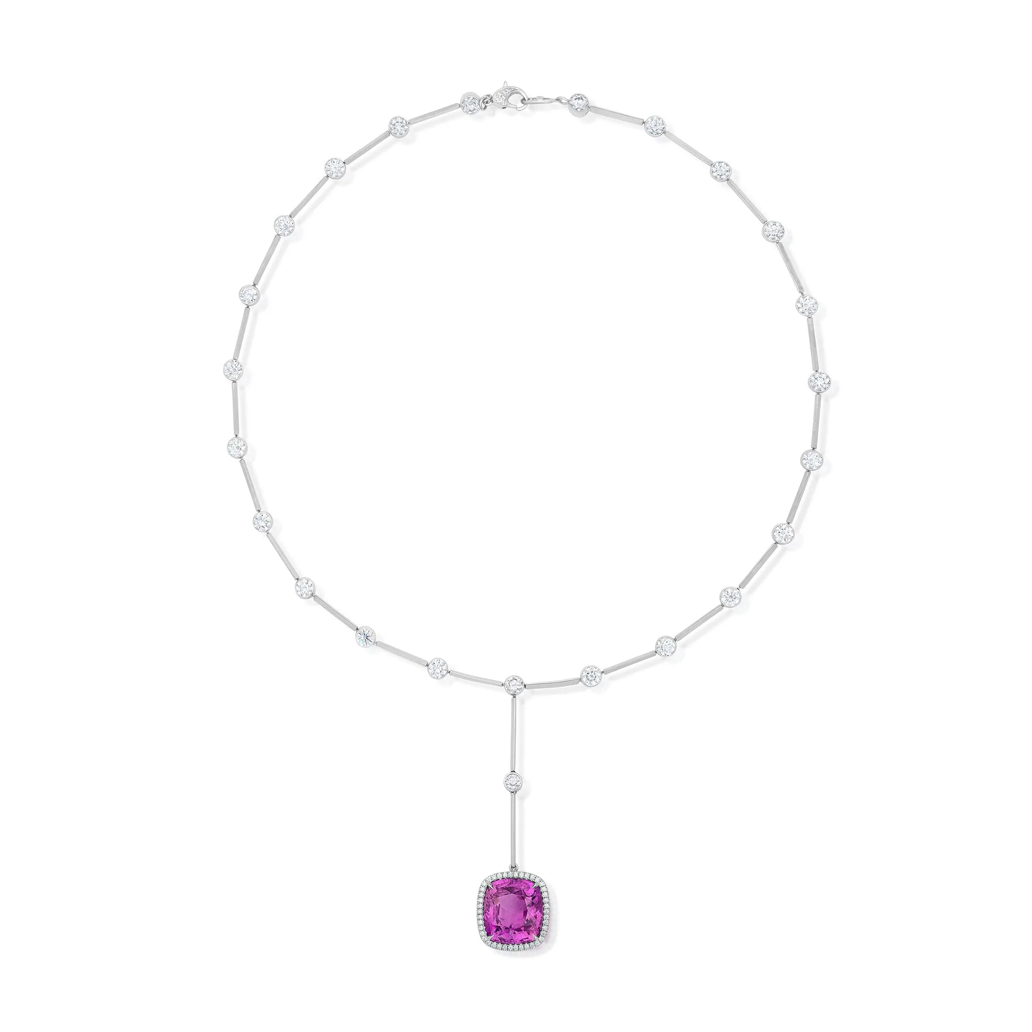 13.35 Carat Pink Sapphire and Diamond Necklace