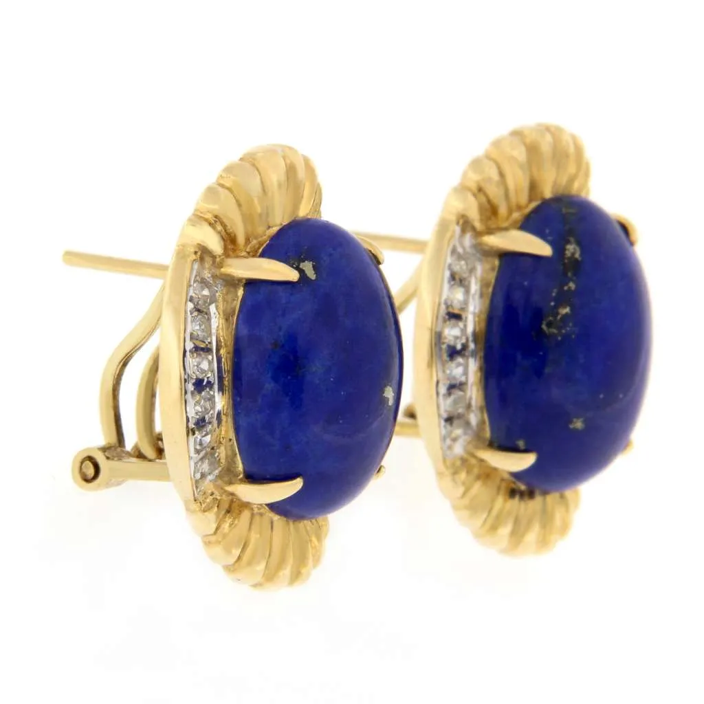 14kt yellow gold Lapis Lazuli earrings