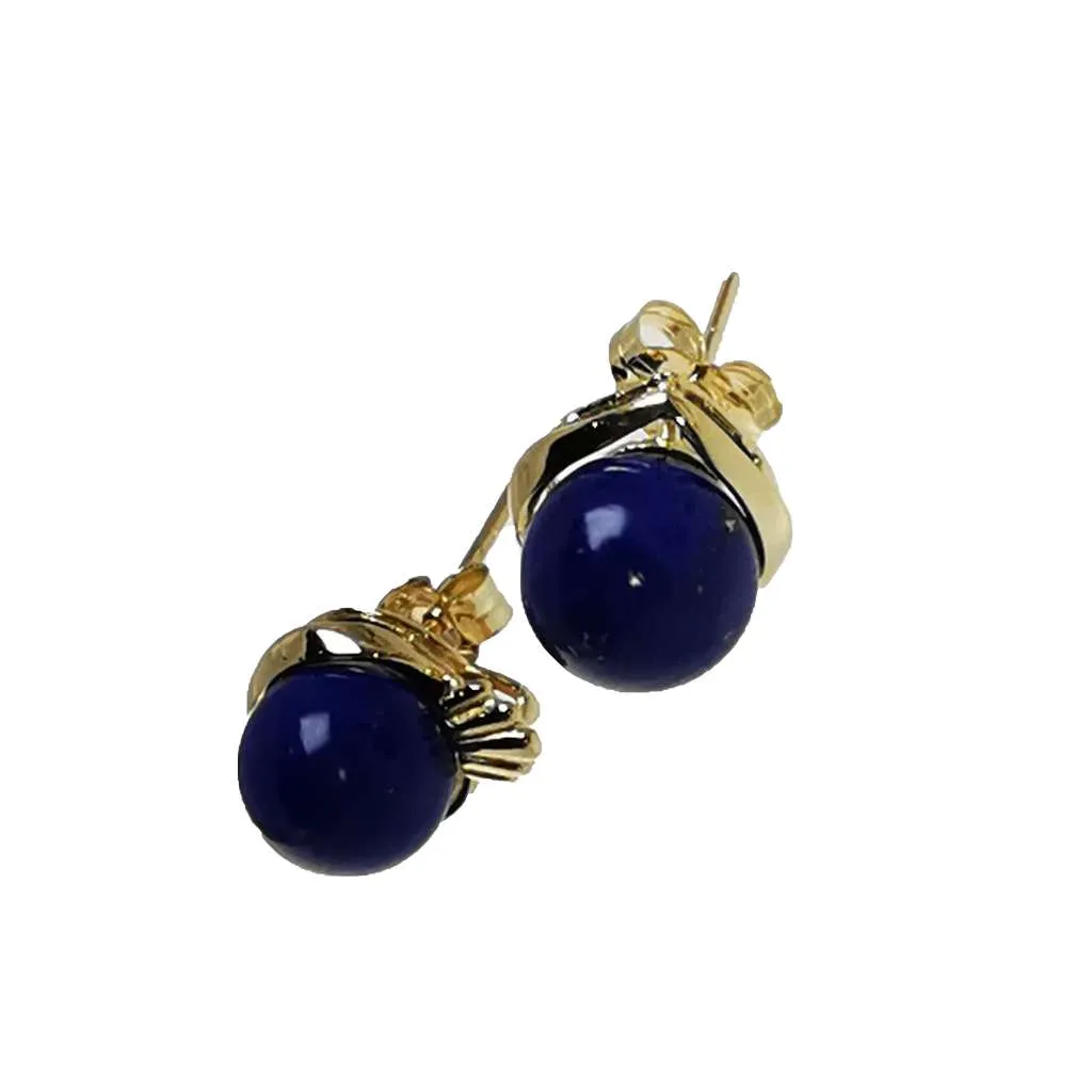 14kt yellow gold Lapis Lazuli stud earring