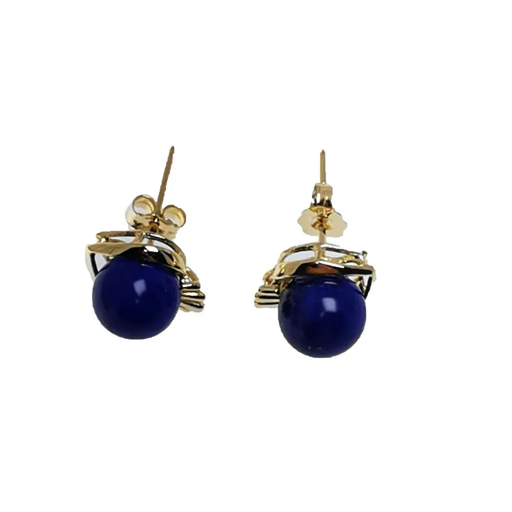 14kt yellow gold Lapis Lazuli stud earring
