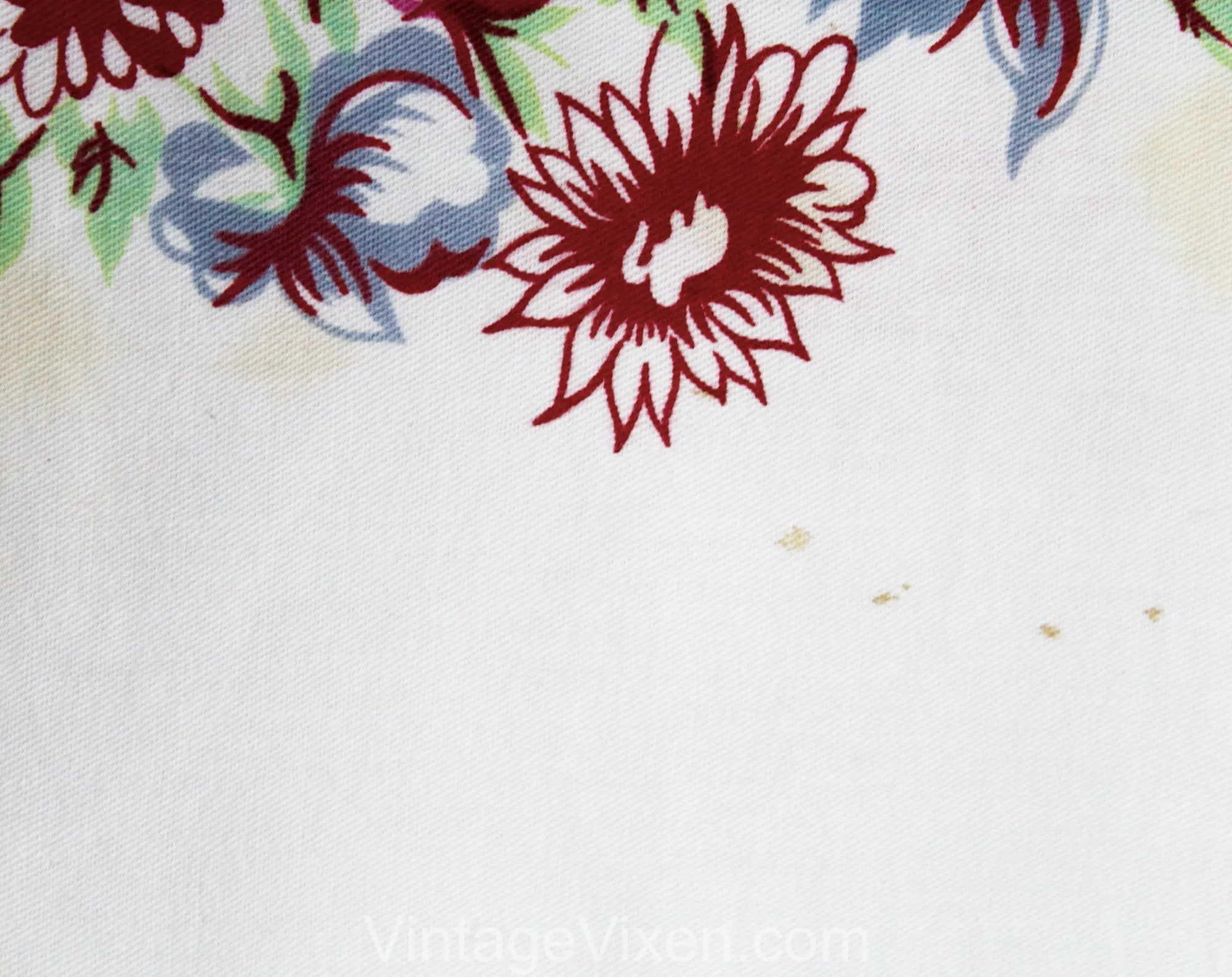 1940s Roses Tablecloth - Blue Pink White Feminine Cotton 40s 50s Table Cloth - Sweet Ribbon Garlands Flowers - Large Rectangle Border Print