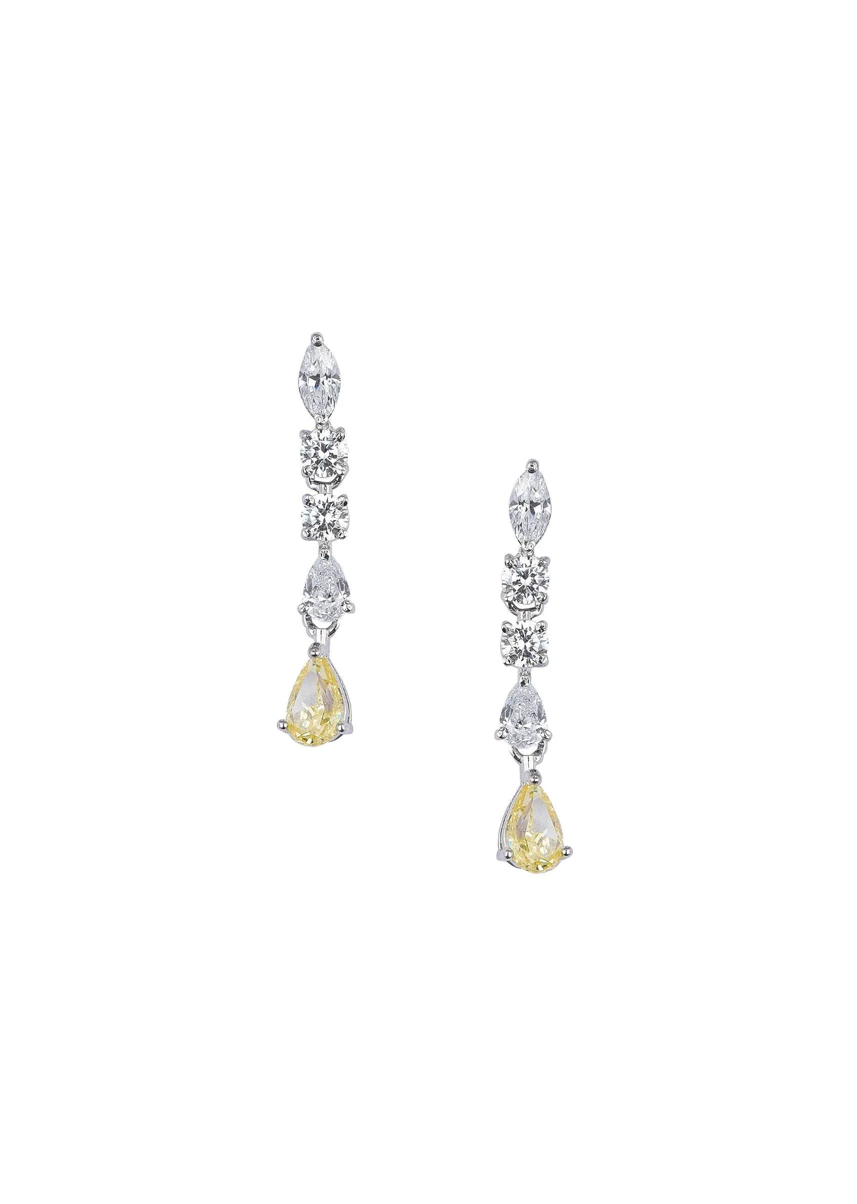 92.5 Sterling Silver Drop Pendant Necklace Set With Zirconia