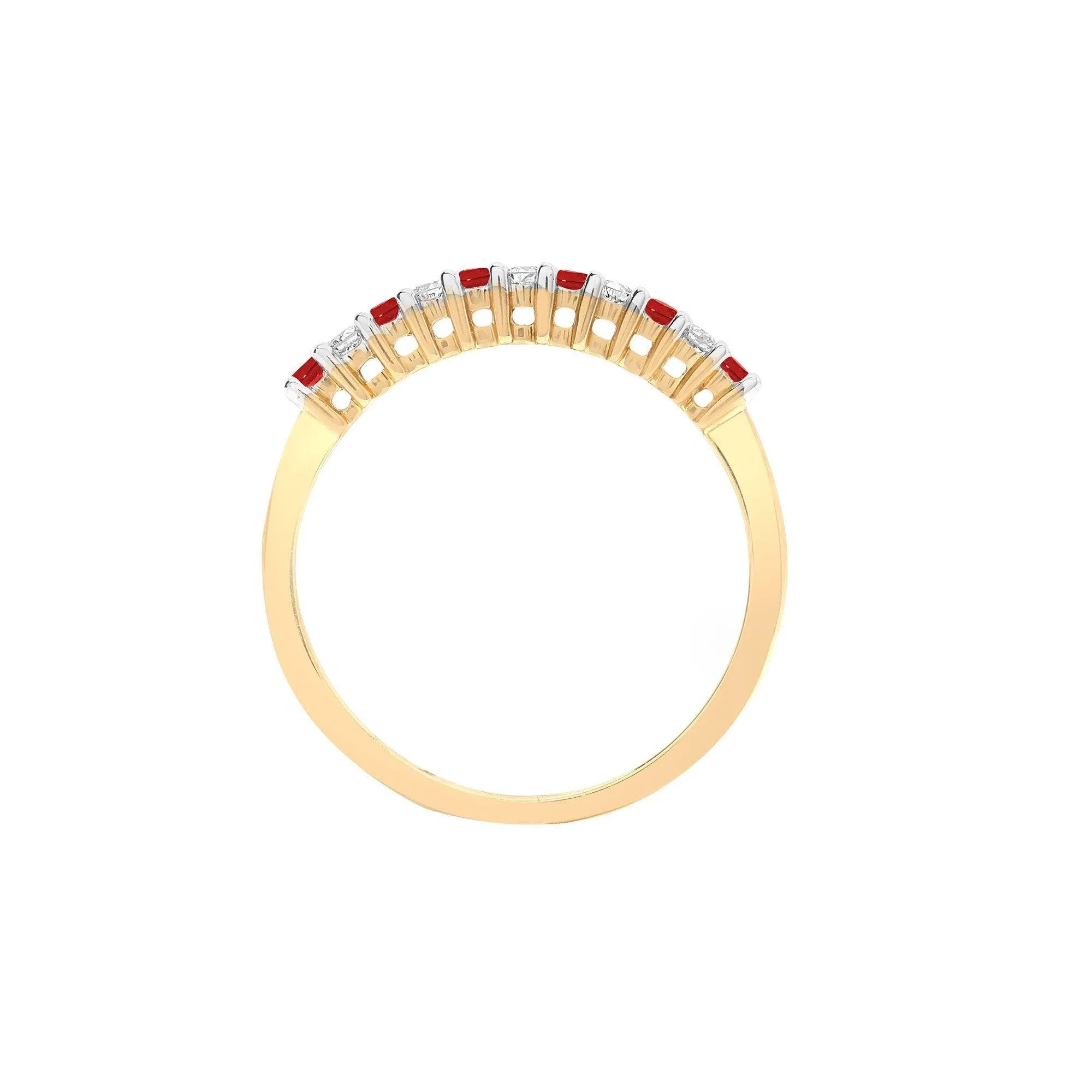 9ct Yellow Gold Diamond And Ruby Ring