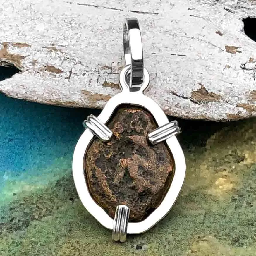 Biblical Widow's Mite in a Sterling Silver Pendant | Artifact #3706