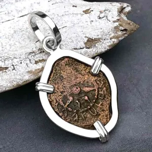 Biblical Widow's Mite in a Sterling Silver Pendant | Artifact #3707
