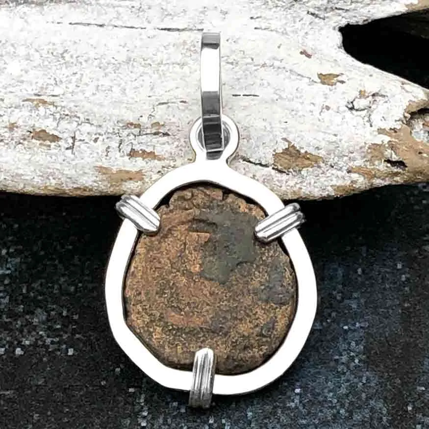Biblical Widow's Mite in a Sterling Silver Pendant | Artifact #3708