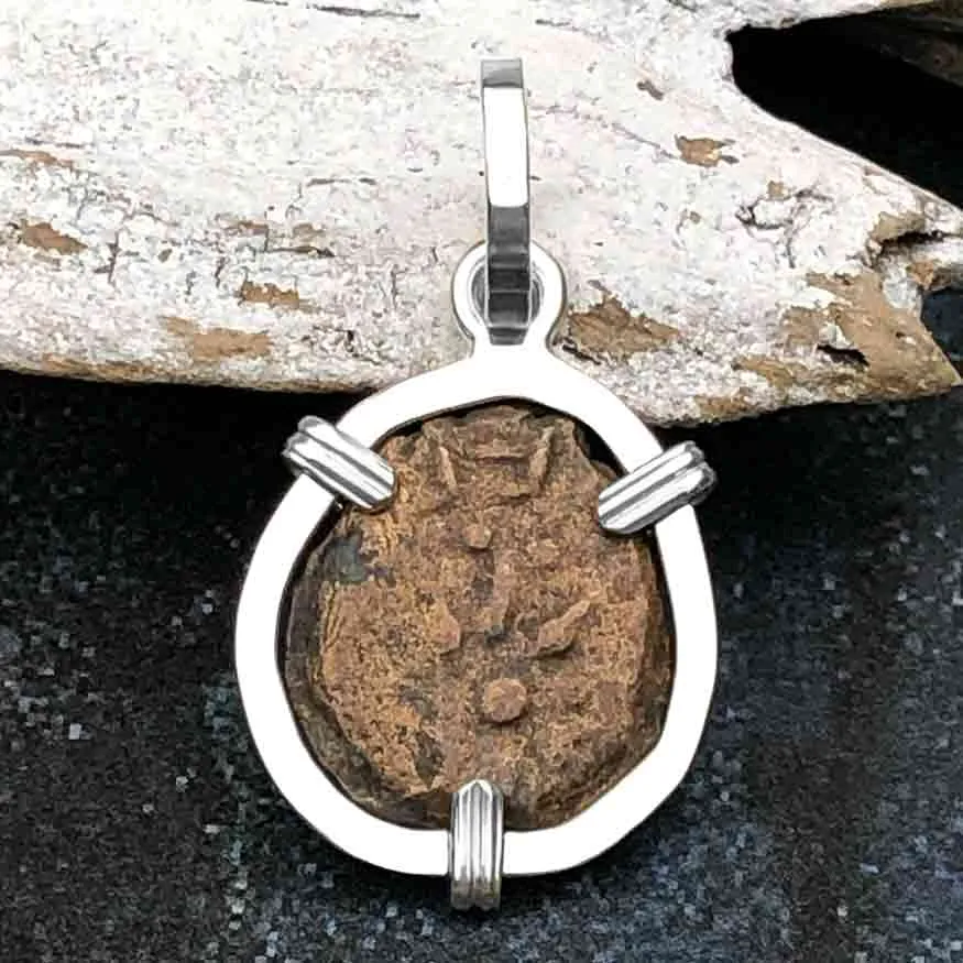 Biblical Widow's Mite in a Sterling Silver Pendant | Artifact #3708