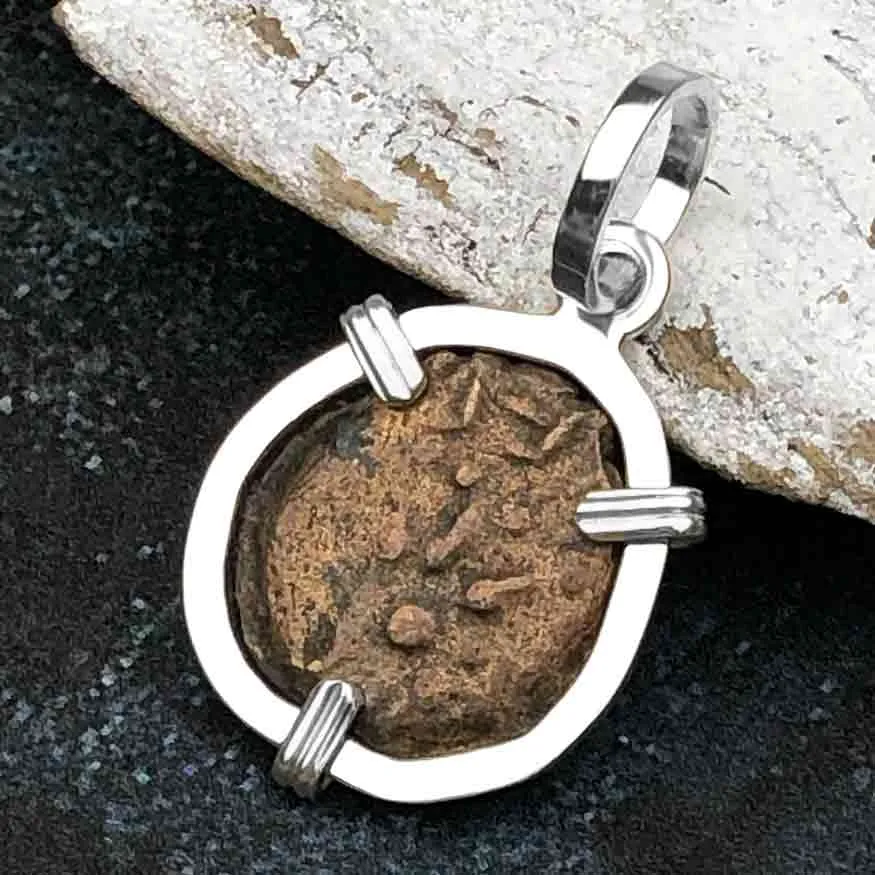 Biblical Widow's Mite in a Sterling Silver Pendant | Artifact #3708