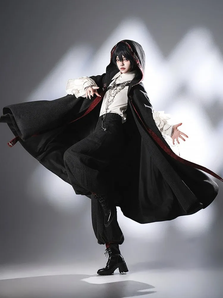 Black Ouji Lolita Knickerbockers Red Cuffs Pants
