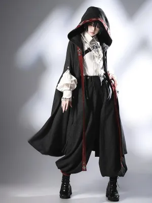 Black Ouji Lolita Knickerbockers Red Cuffs Pants