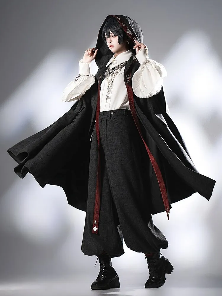 Black Ouji Lolita Knickerbockers Red Cuffs Pants