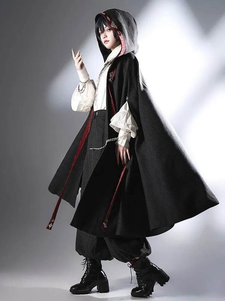 Black Ouji Lolita Knickerbockers Red Cuffs Pants