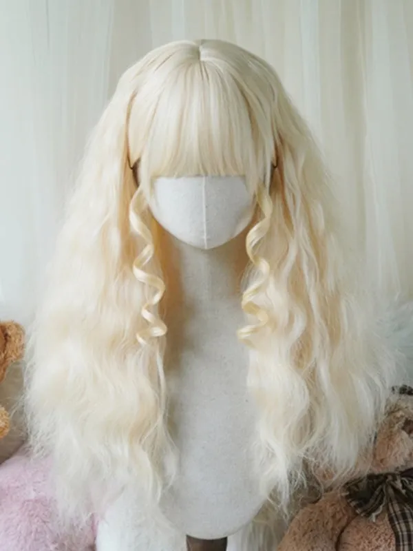 Caramel/Blonde/Orange/Light Blonde Long Wavy Wig With Full Bangs