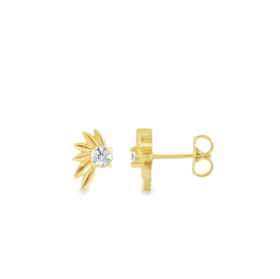 Diamond Sun Ray Stud Earrings