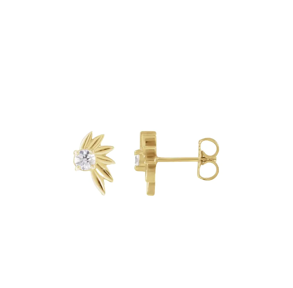 Diamond Sun Ray Stud Earrings
