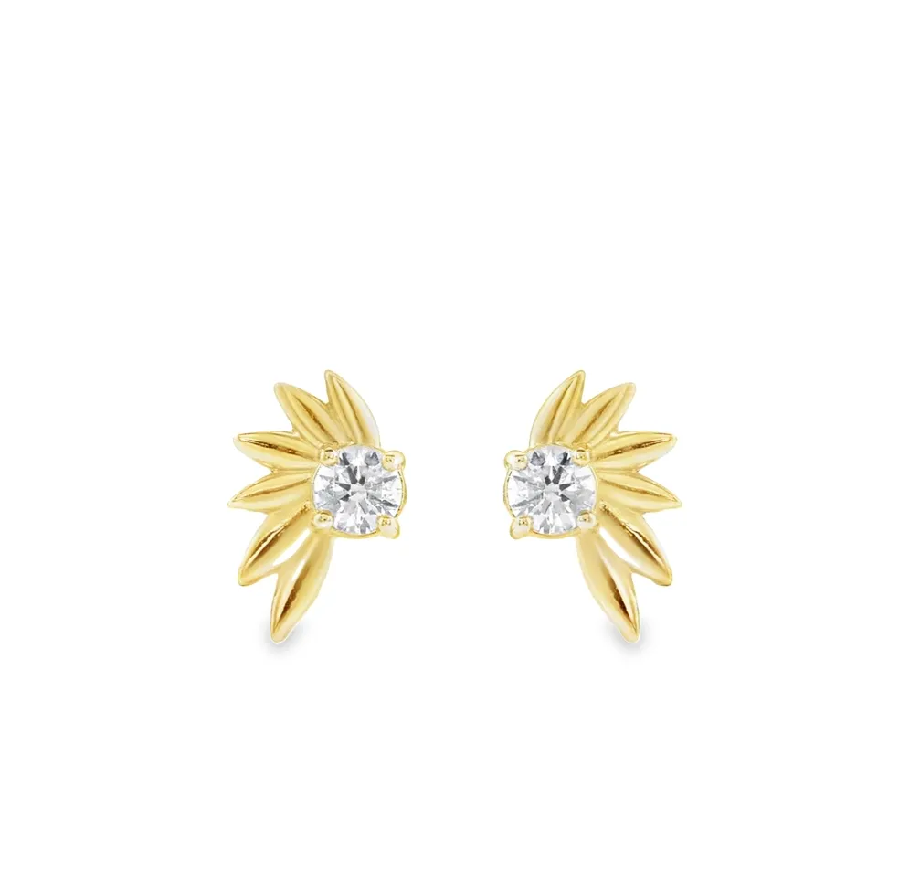 Diamond Sun Ray Stud Earrings