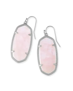 Elle Rhodium - Rose Quartz Earring