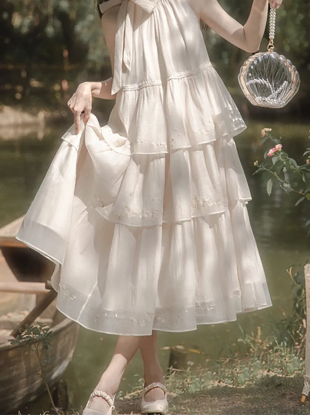 Embroidery Cake Fairy Moonlight Dress Neck Halter