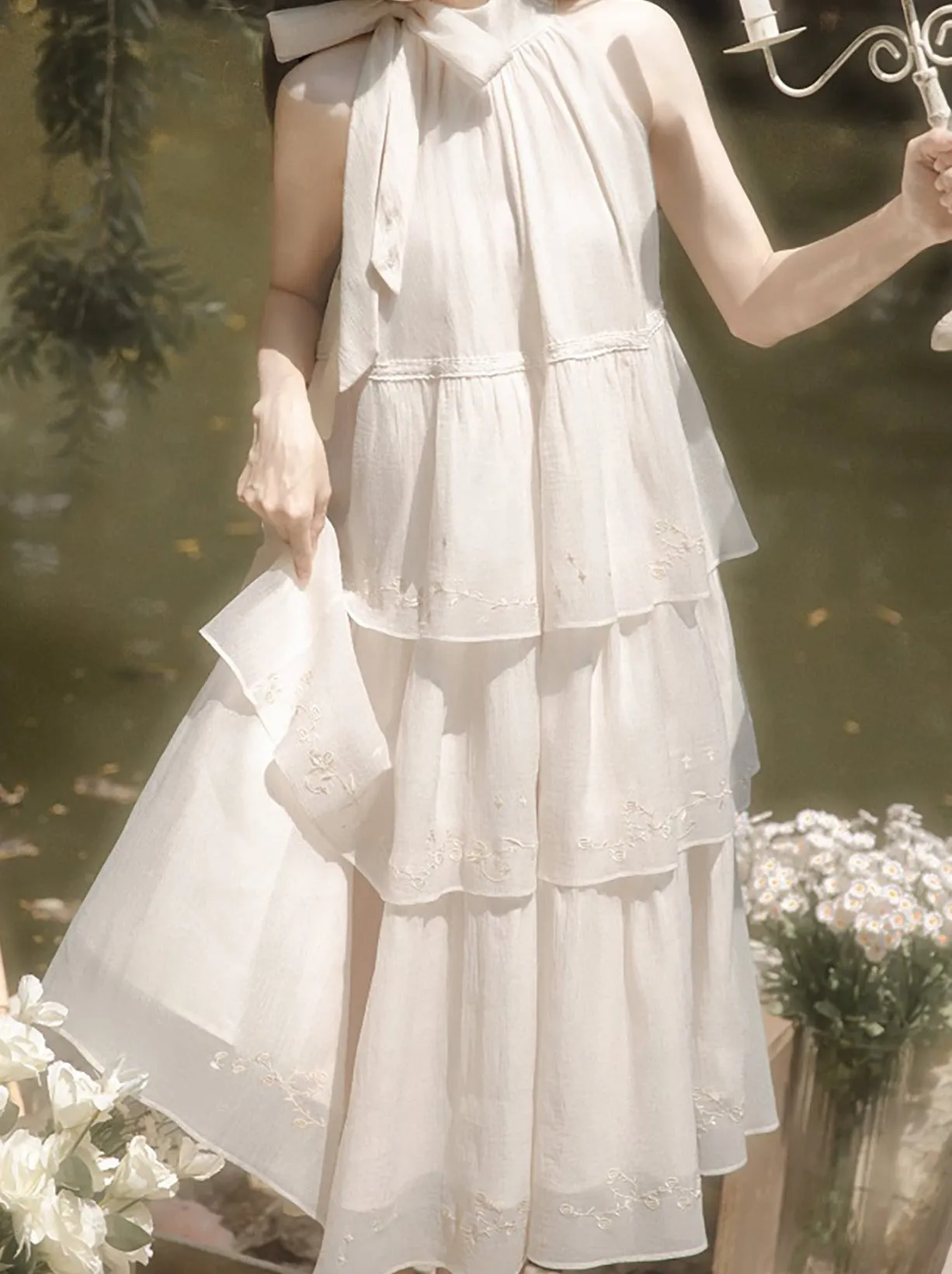 Embroidery Cake Fairy Moonlight Dress Neck Halter
