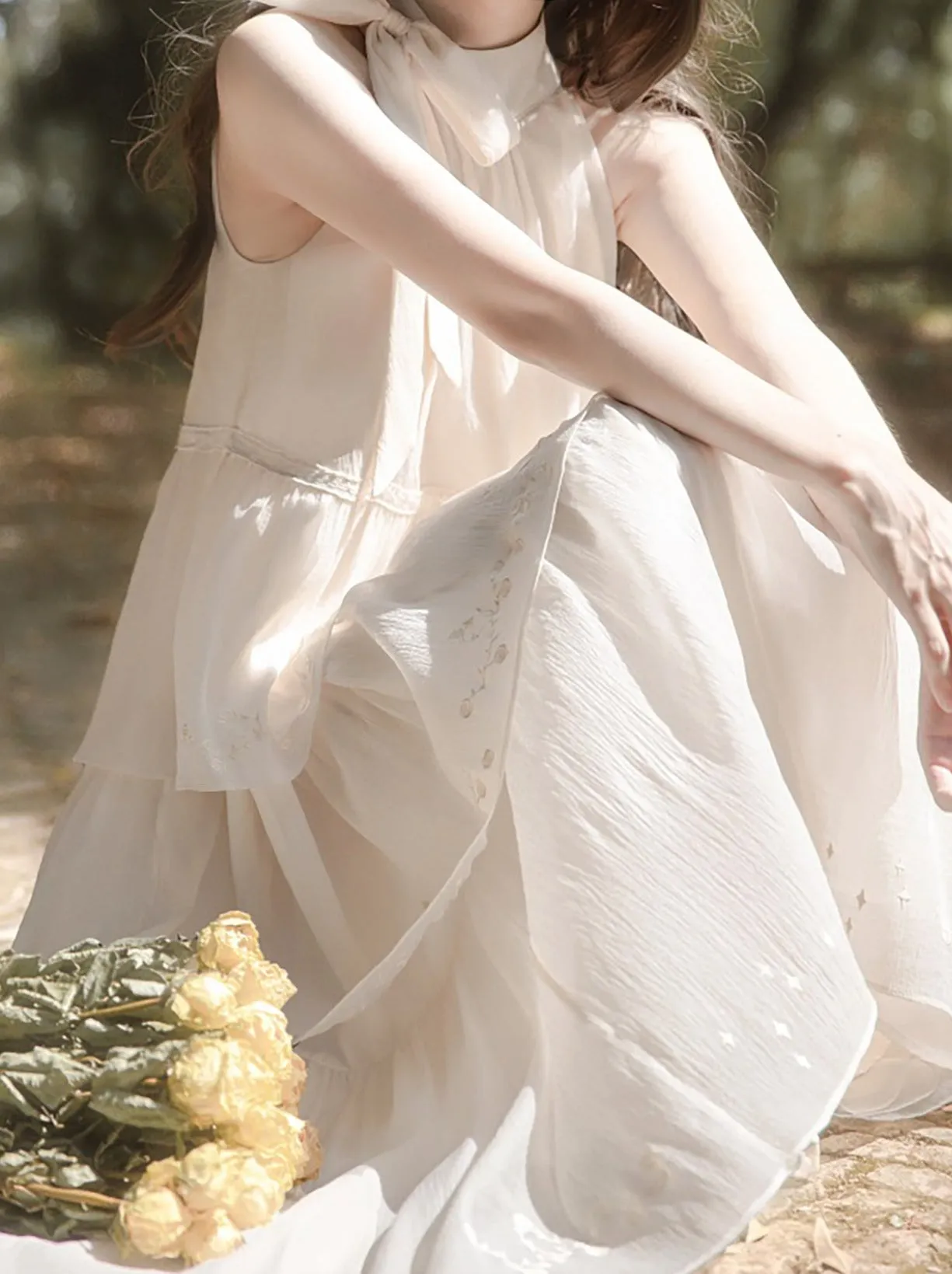 Embroidery Cake Fairy Moonlight Dress Neck Halter