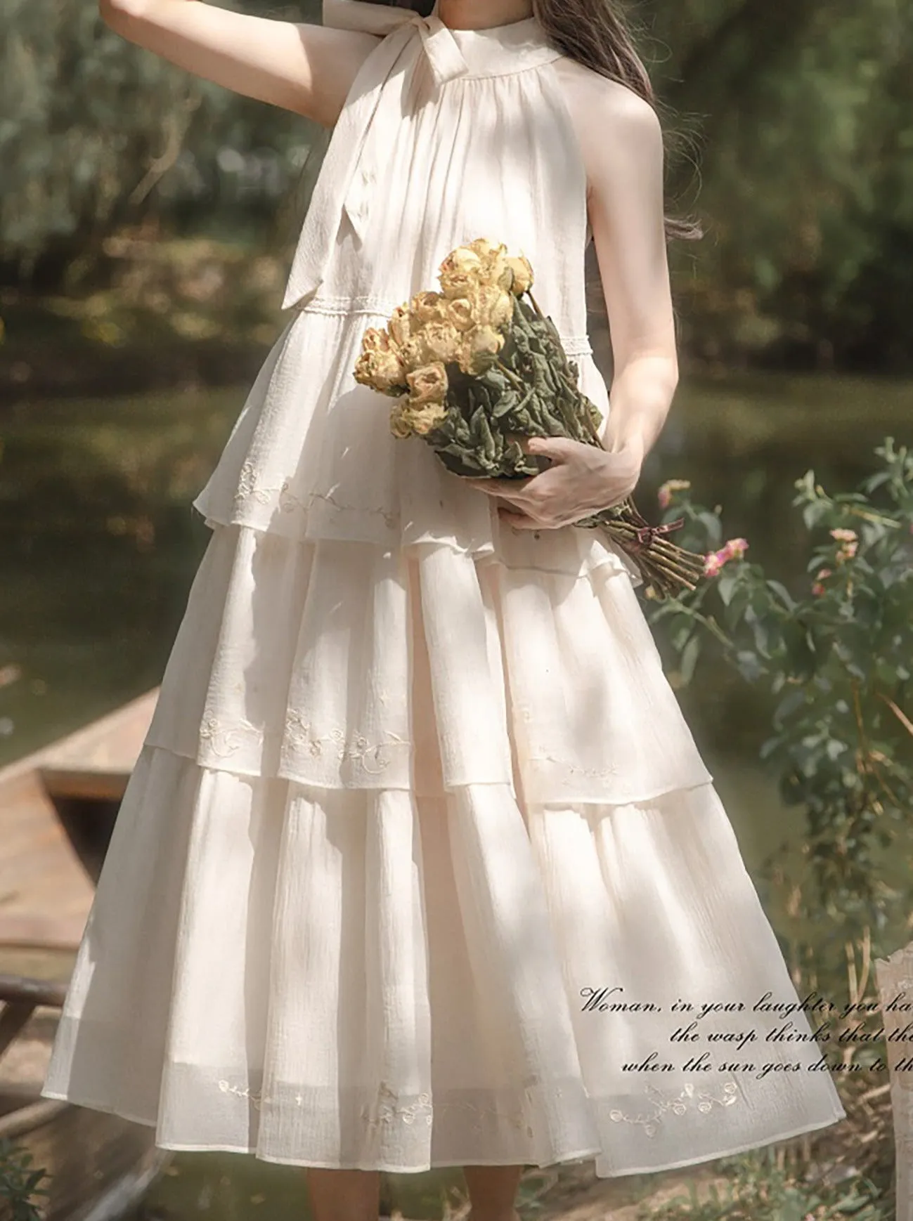 Embroidery Cake Fairy Moonlight Dress Neck Halter