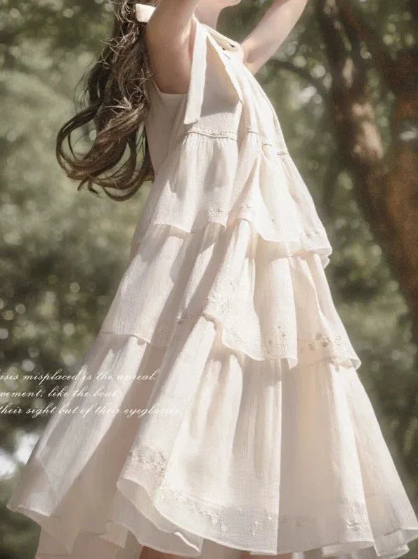 Embroidery Cake Fairy Moonlight Dress Neck Halter