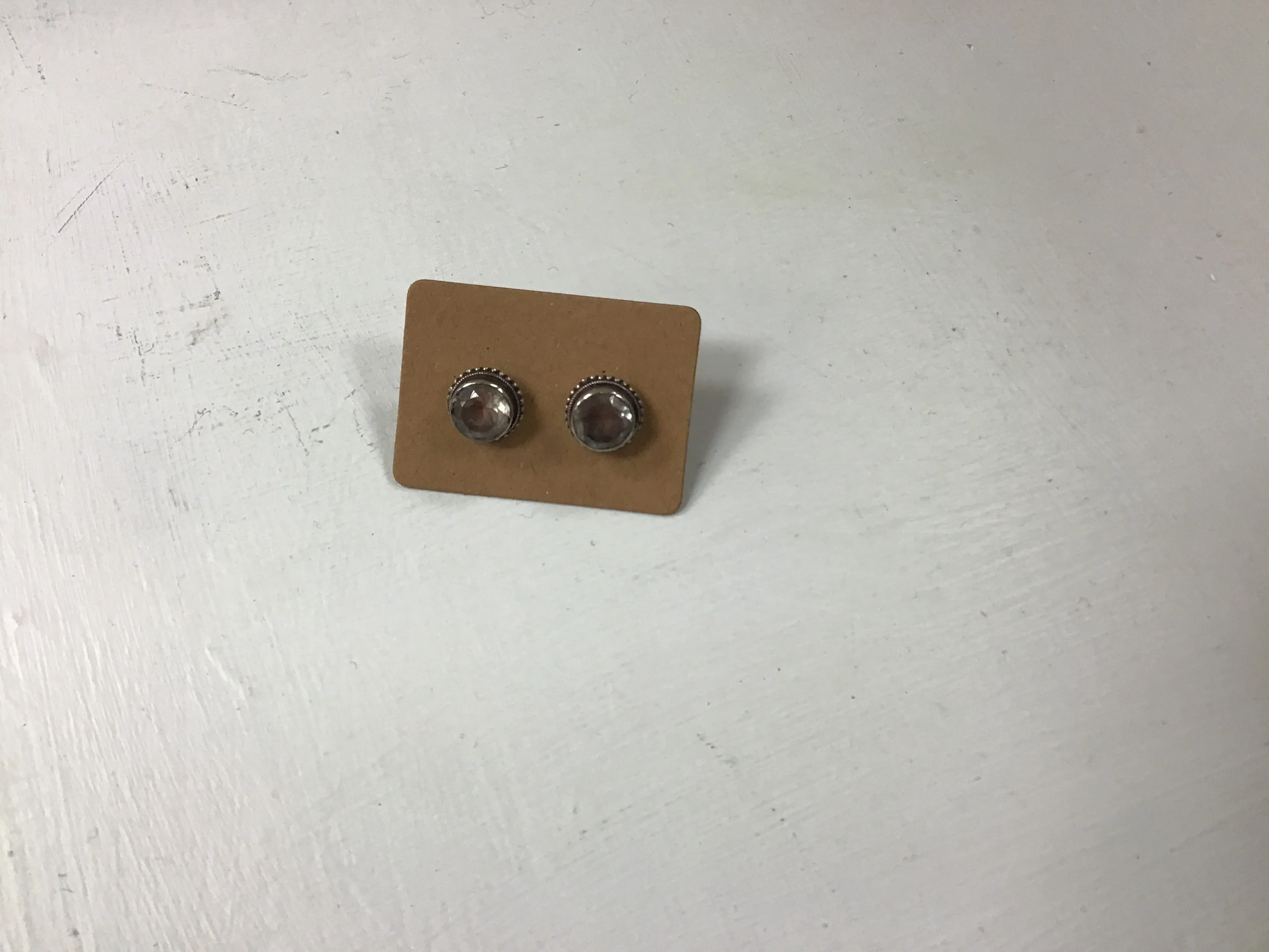 Faceted Clear Quartz Stud Earrings