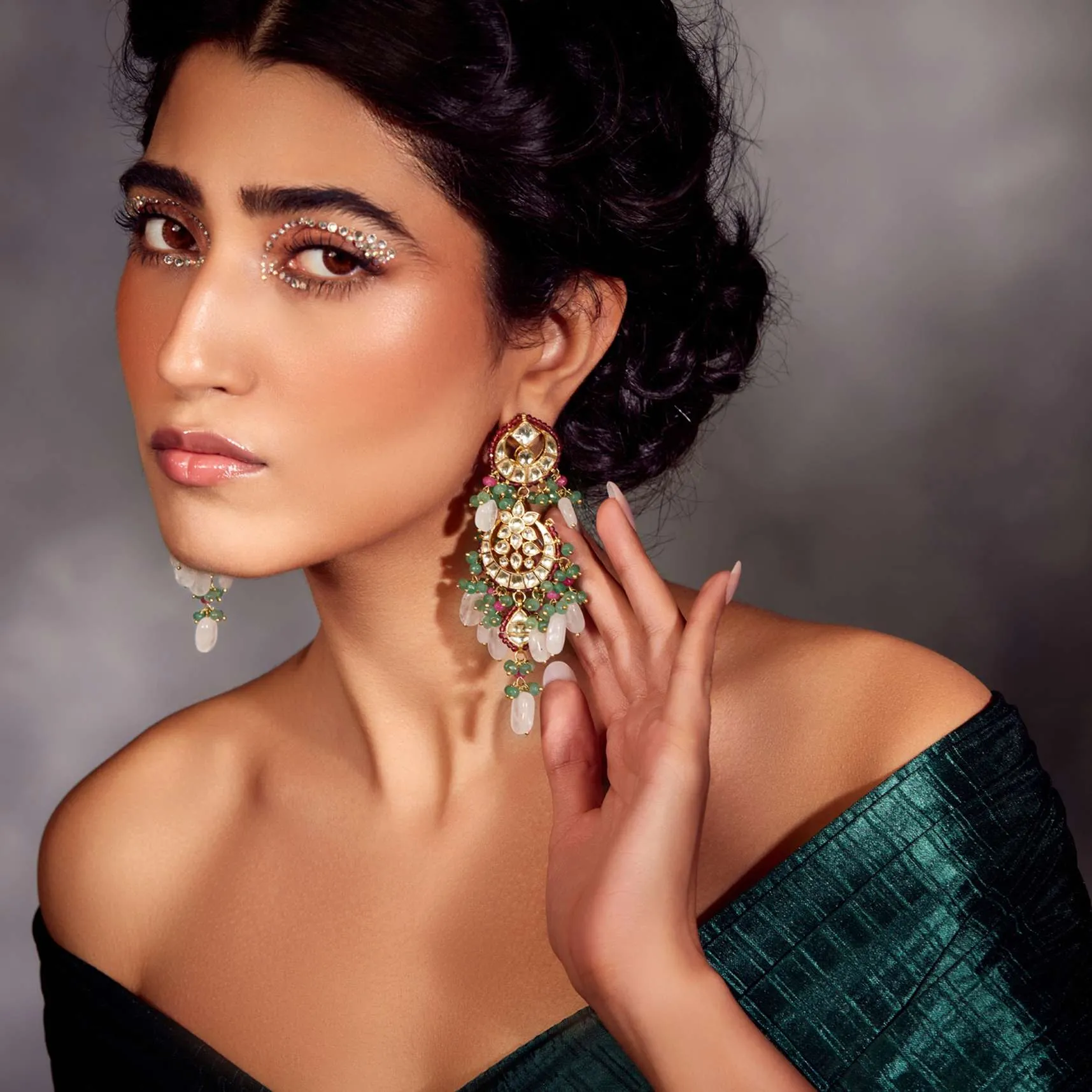 Gold Plated Pink Kundan Earrings In Silver Alloy