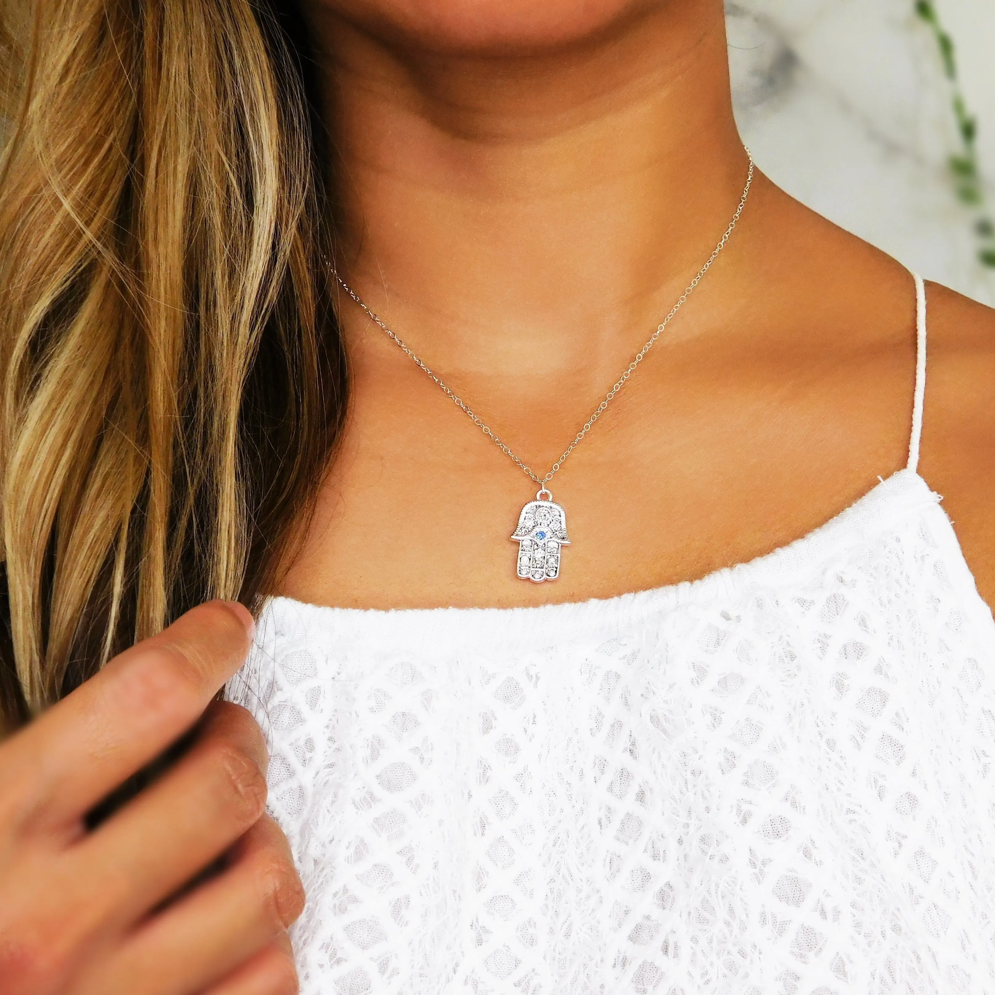 Hamsa Charm Necklace