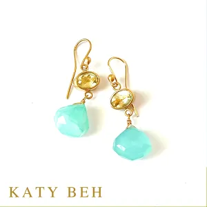 Jan Lemon Quartz and Peruvian Chalcedony Earrings