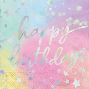 Luminous Iridescent Happy Birthday Lunch Napkins