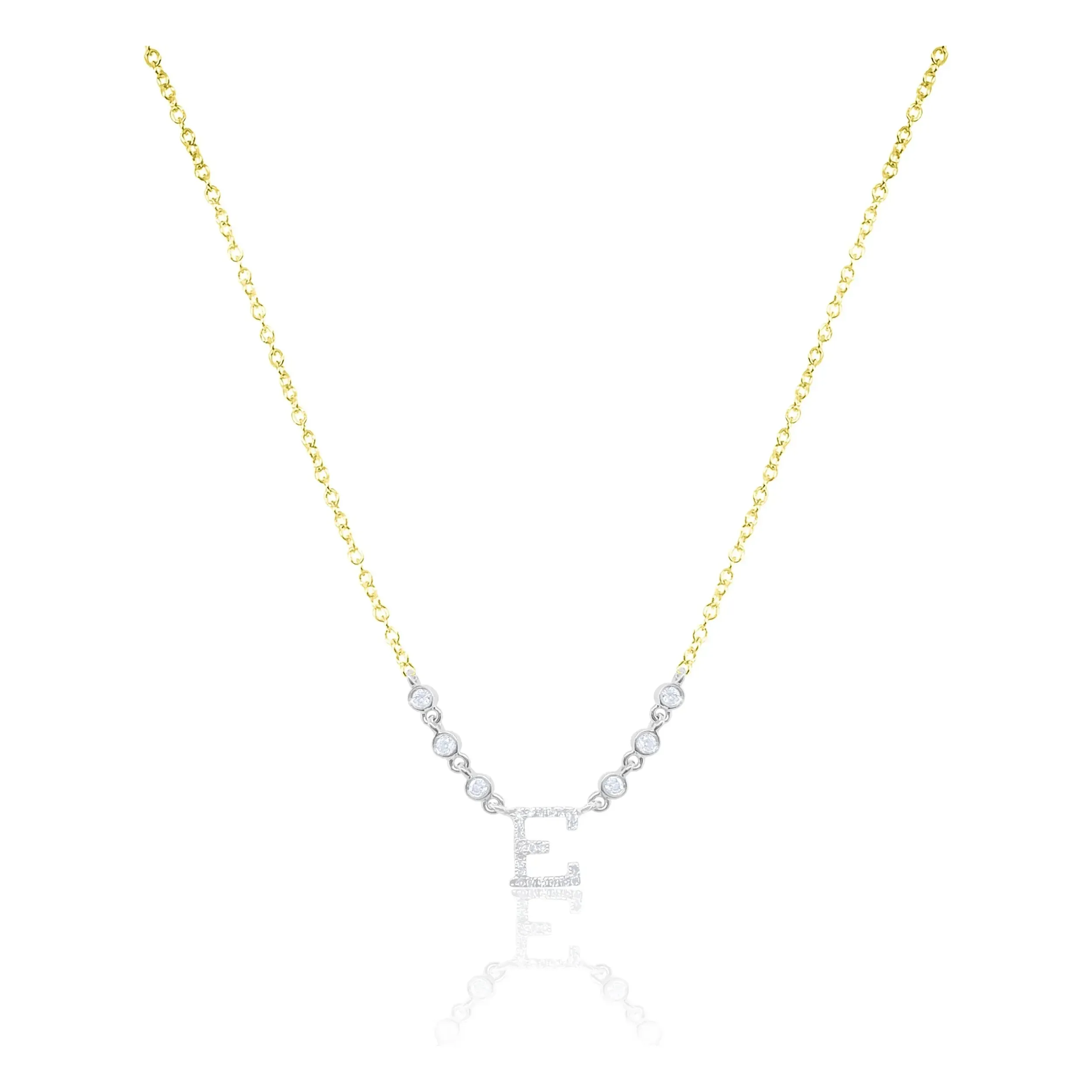 Meira T Dainty  Diamond Monogram Necklace in 14kt Yellow Gold