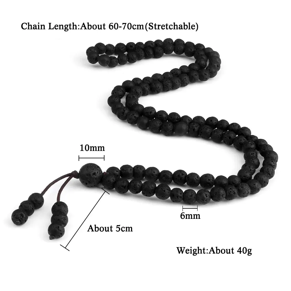 Men Volcanic Lava Stone Beaded Necklace 108 Mala Beads Meditation Yoga Wrap Bracelets Handmade Black Energy Jewelry Oil Diffuser