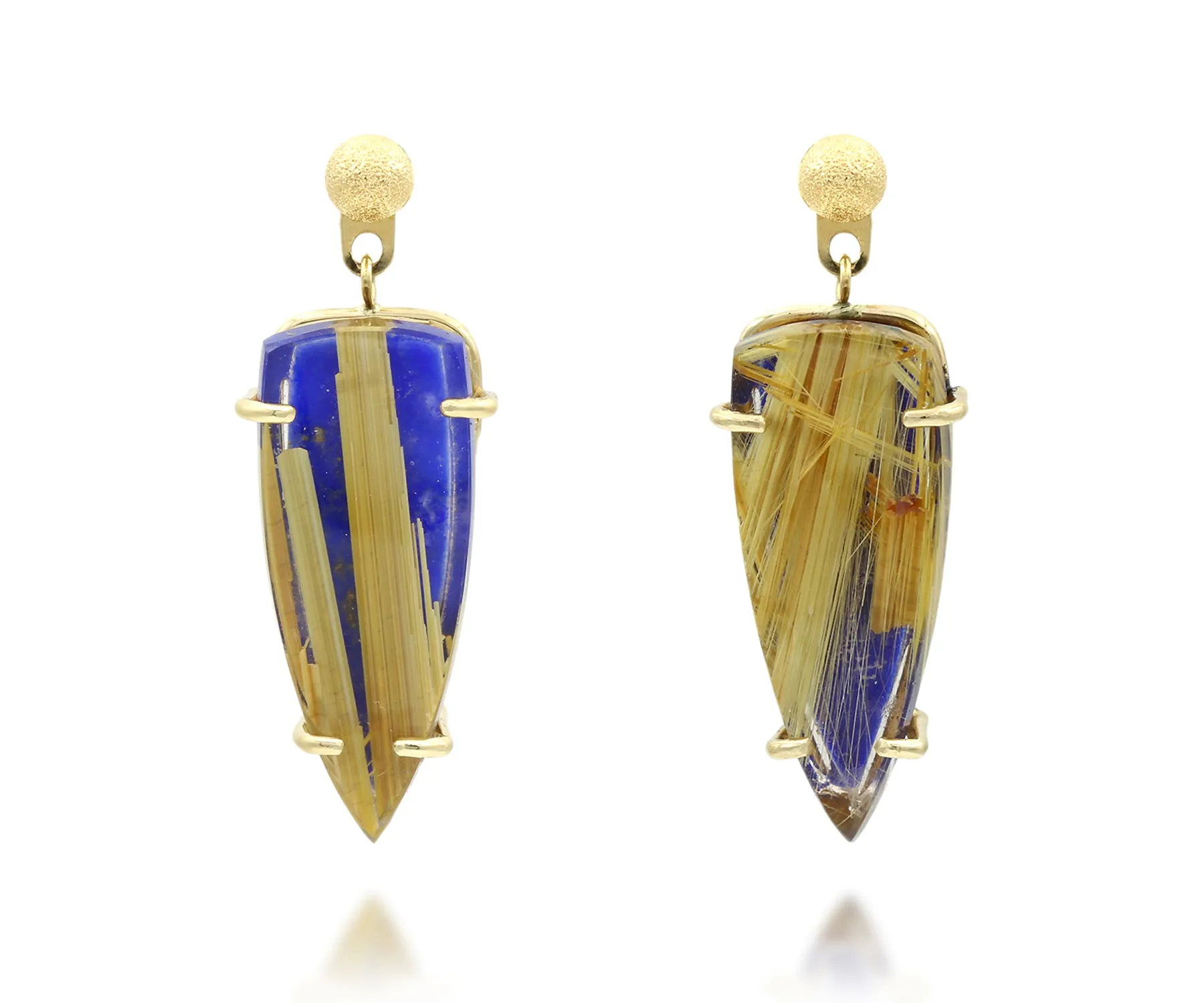 Modern Rutilated Quartz Lapis Golden Pearl Matching Set
