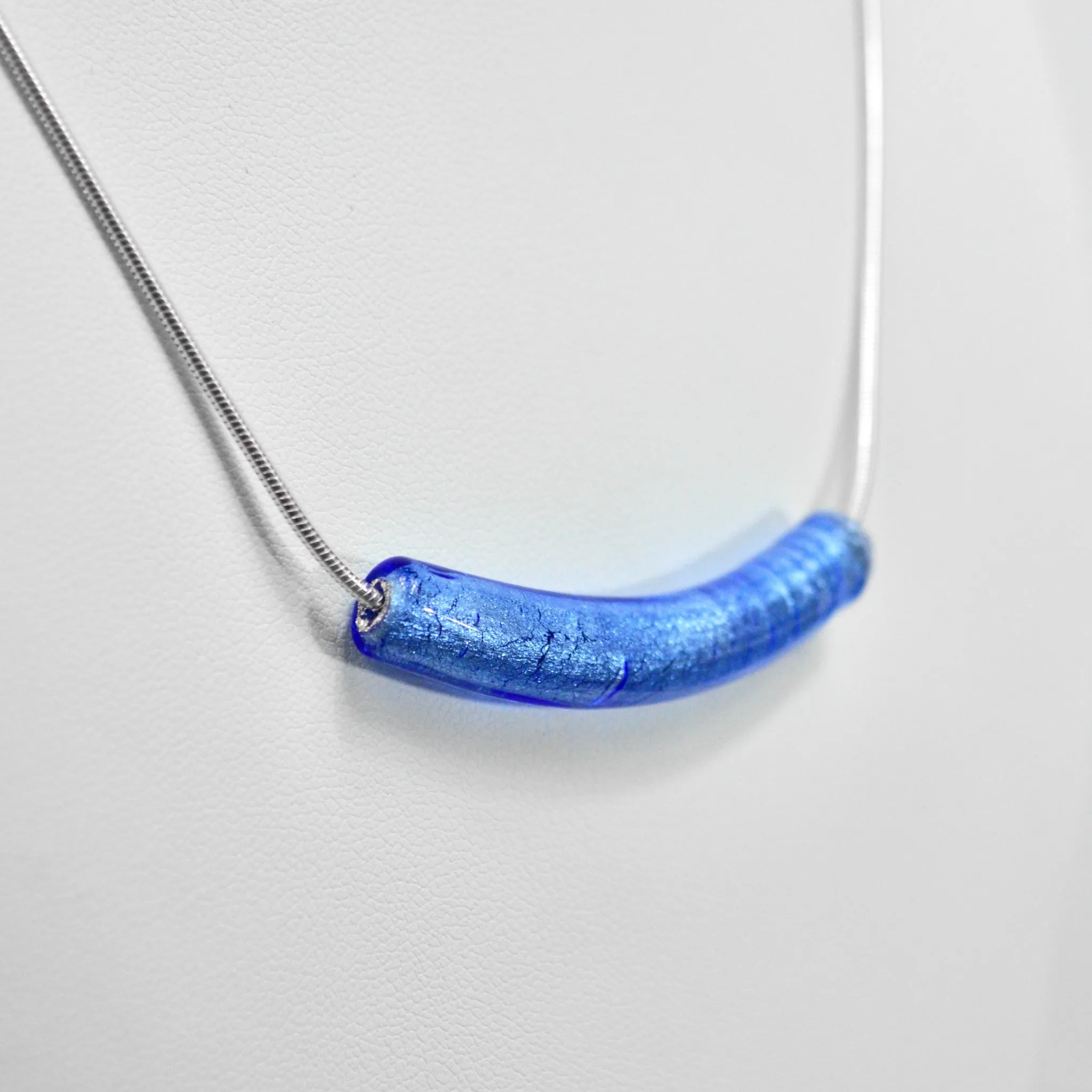 Murano Glass Giulia Necklace, Sterling Silver, Blue, Made in Italy