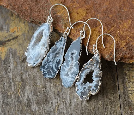 Natural Druzy Dangle Earrings