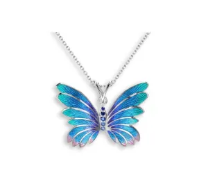 Nicole Barr Butterfly Necklace Sterling Silver-Blue Sapphire