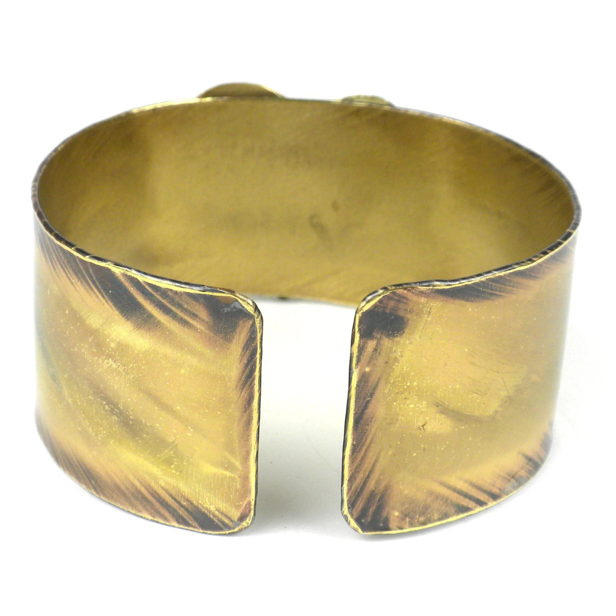 Peach Tiger Eye and Brass Heart Cuff Brass Images