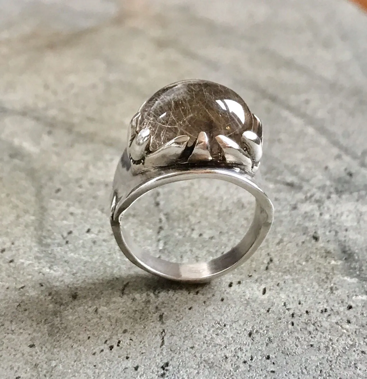 Quartz Ring - Large Statement Ring - Vintage Sphere Ring