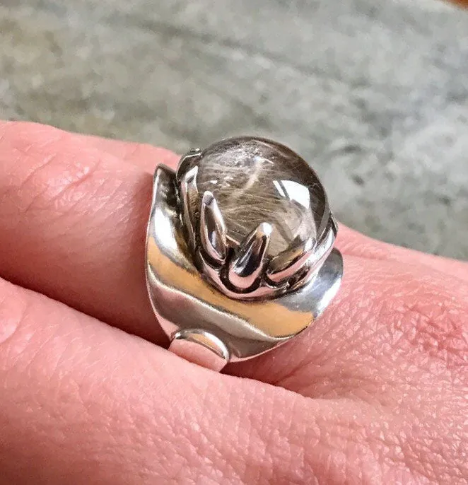 Quartz Ring - Large Statement Ring - Vintage Sphere Ring