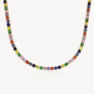 Rainbow Sapphire Tennis Necklace