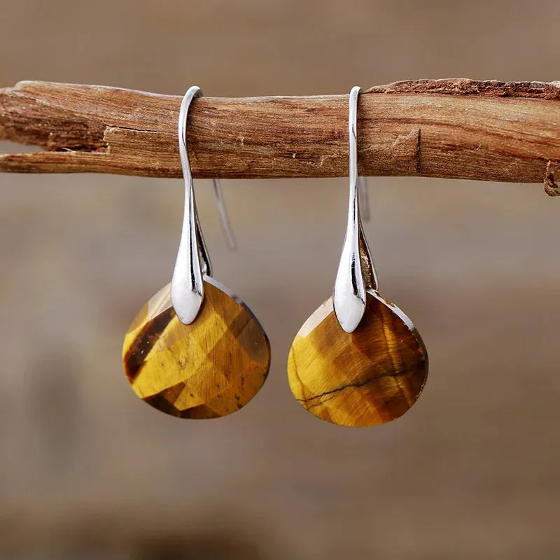 'Ritzy' Tiger Eye Gold Drop Earrings