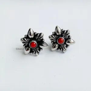 Silver Coral Stud