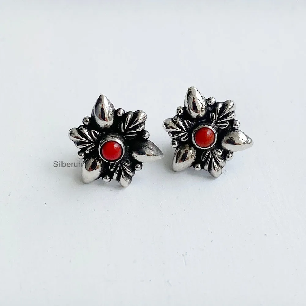 Silver Coral Stud